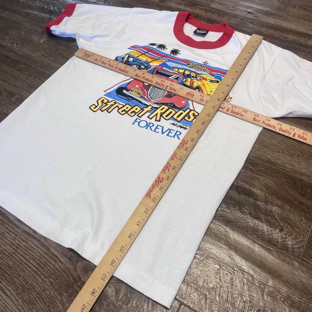 Vintage Street Rods Shirt Large White Colorful Single Stitch 1986 USA - Picture 11 of 11